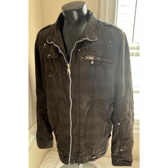 VTG F.U.S.A.I. Jacket Ments Grunge Flannel Brown Y2K Full Zip Snap Sz XL . Flaw - Picture 4 of 15